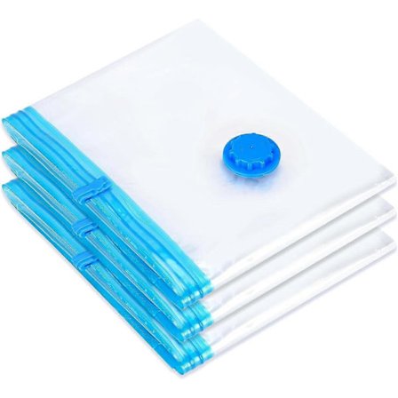 Sæt med 3 ekstra store Jumbo vakuumopbevaringsposer, pladsbesparende, gennemsigtige, maksimal SVK