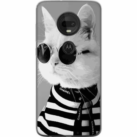 Motorola Moto G7 Genomskinligt Skal Fancy Cat