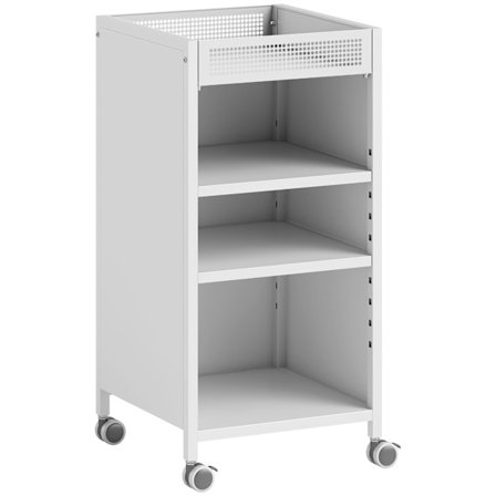 Liikuteltava kirjahylly säädettävillä hyllyillä, 3-tasoinen kärry, valkoinen