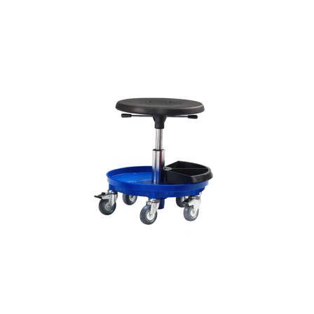 Rollhocker MIDI mit Werkzeugboden, H 370-500 mm, PU blau