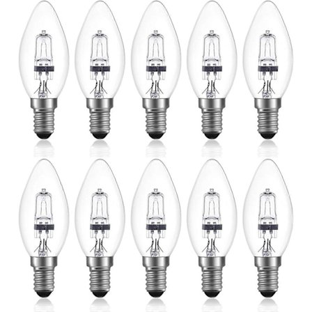 42W E14 C35 Dimbar halogenpære AC 220-240V Varmhvit 2700K e14 transparent halogen lyspære (10 stk) (LGL)