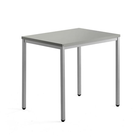 Side desk QBUS, 800x600 mm, 4-leg frame, silver frame, light grey