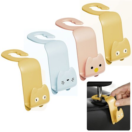 Stilfuld opbevaringsboks til autostolsryglæn, 4 universelle nakkestøttekroge, taskeholder, autostolsryglænshænger til tasker og jakker