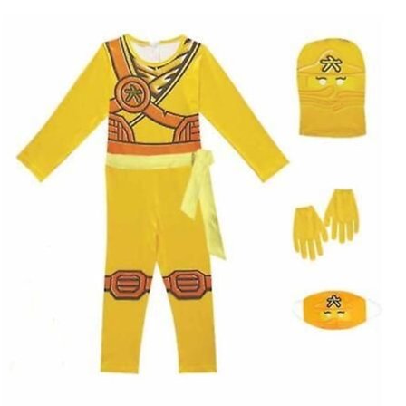 Barn Anime Phantom Cosplay Kostym Huvtröja Ninja Super Blå Gul gul