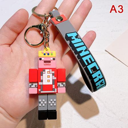 Ny 3D-spill Minecraft PVC-nøkkelring Ainme Steve Creeper My World A3