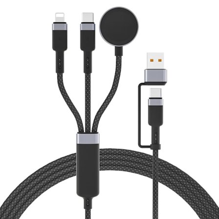 2025 Seneste Model 3 i 2 Multi Ladekabel til Apple Watch Oplader og Ladekabel iPhone, 2M Multi UUB Kabel med Ladekabel Apple Watch/iPhone