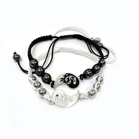 Magnetiska pararmband för män och kvinnor - Drak Totem Svart och Vitt