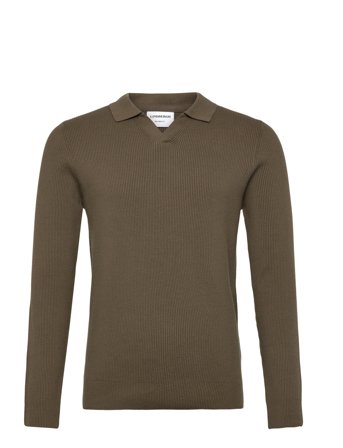 Lindbergh | Rib Knitted L/S V-Neck Polo | XXL