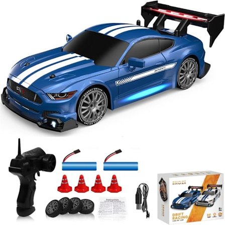1:24 Skaala RC Drift-auto 4WD 2.4GHz 30KM/H Nopea Kilpa- ja Leikkiauto LED-valoilla, Kilpa- ja Driftpyörillä 8602-Sininen