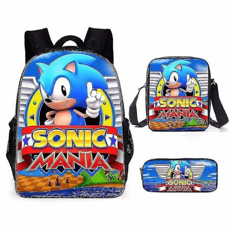 3pcs Set Super Sonic Pencil Case Backpacks Messenger Bags Shoulder