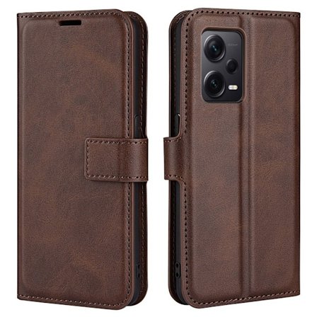 Hållbart konstläder Xiaomi Redmi Note 12 Pro Plus fodral med plånbok - Brun