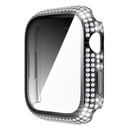 Cover till Apple Watch Case 45 mm 41 mm 40 mm 44 mm Tillbehör Diamantskärmskydd härdat glas Iwatch Series 7 3 4 8 5 6 Se