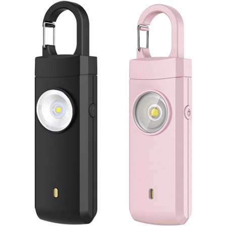 ING Personlig Alarm Pakke med 2 Kraftfuld 130 dB Lyd og Kraftig Blitz Personlig Sikkerhedsalarm Selvforsvar Nøglering Personlig Beskyttelse Nødsignal