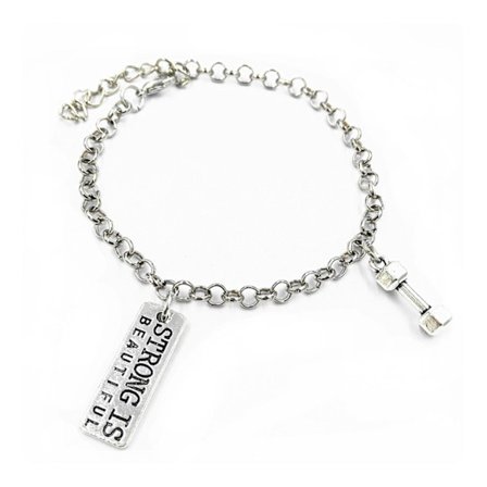 Armband Strong is Beautiful Kedja Fitness Träning Dedikation