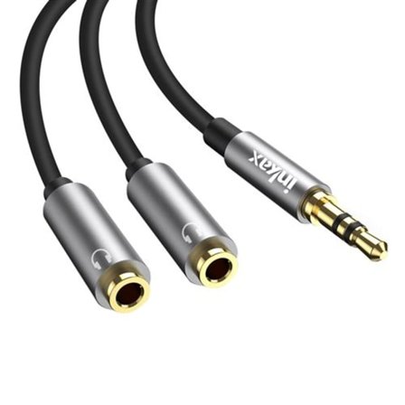 Audio Adapter Jack 3.5mm Hann til Dobbel Jack 3.5mm Hunn 30cm I