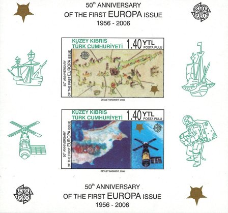 Tyrkisk Cypern - CEPT 50år - Postfrisk utakket miniark