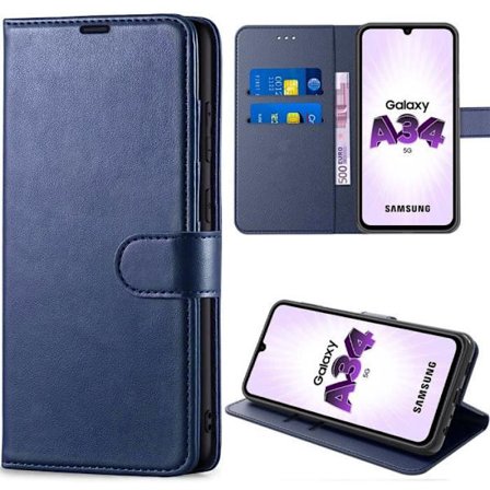 Coque - BOOLING - Samsung Galaxy A34 5G - Lädereffekt - Magnetisk stängning - Semi-rigid