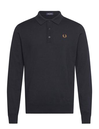 Classic Knitted Shirt Ls Polos Long-sleeved Marineblå Fred Perry*Betinget Tilbud