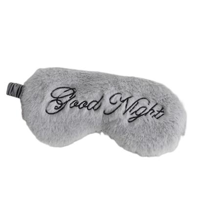 Plysch broderat brev Sömnmask Ögonmask Resa tupplur Nattsömn Grå