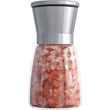 Stainless Steel Pepper Mill With Glass Body, Manual Adjustable Ceramic Grinder