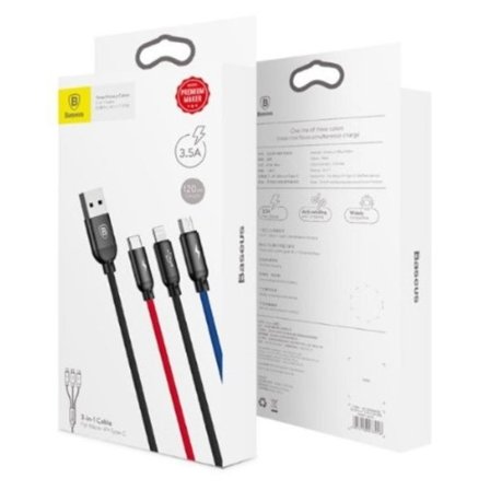Baseus 3-in-1 Cable Lightning/Micro/USB-C - 1,2 m
