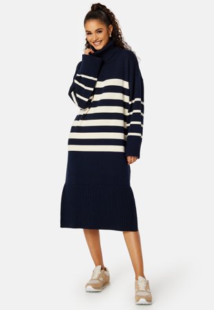GANT Breton Knit Dress 433 Evening Blue Klær
