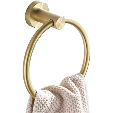 Vægmonteret Håndklædeholder Rund 304 Rustfrit Stål til Badeværelse eller Køkken Guld Håndklædeholder Brusebad Badeværelsestilbehør 16cm