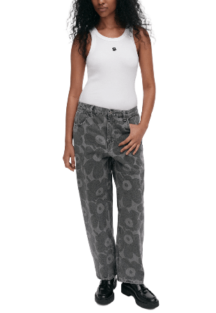 Marimekko Maridenim Barrel Unikko Byxor Dam Grå 32/28