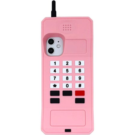 Sødt Retro Klassisk Mobiltelefon Formet Cover til iphone16 6.1 Tommer, Blød Silikone 3D Tegneserie Cover, Børn Piger Gummi Beskyttelse