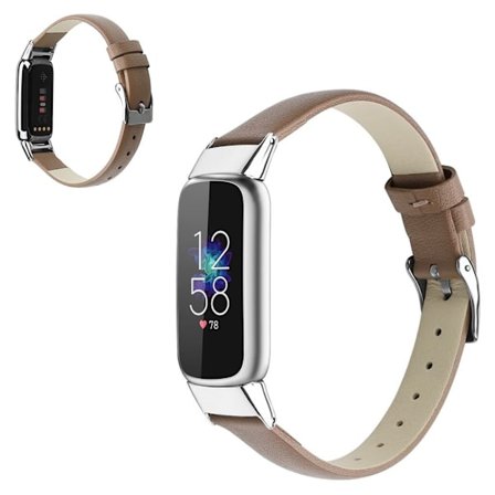 Fitbit Luxe aito nahkakellon hihna - Harmaa / Koko: L