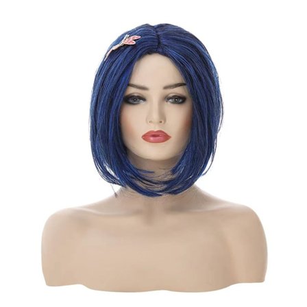 Coraline Cosplay Parykk for Voksne Kvinner Halloween Fest Skummel Rollespill Blå Kort Parykk