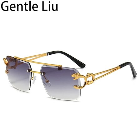 Vintage Fyrkantiga Bågfria Solglasögon Kvinnor 2022 Lyxmärke Ramlösa Solglasögon för Män Leopard Glasögon Lunette De Soleil Homme