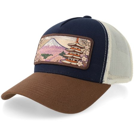 Wild Spirit - Blå trucker Caps - Tokyo Wide Patch Navy/Stone A-frame Trucker @ Hatstore