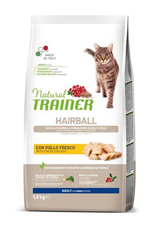 Natural Trainer Hairball Crocchette Con Pollo Per Gatti Adulti