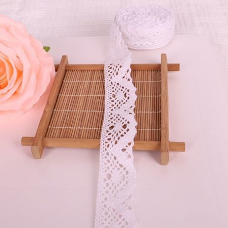 Blondestrim af bomuld Hæklet blondebånd WHITE5 WHITE5