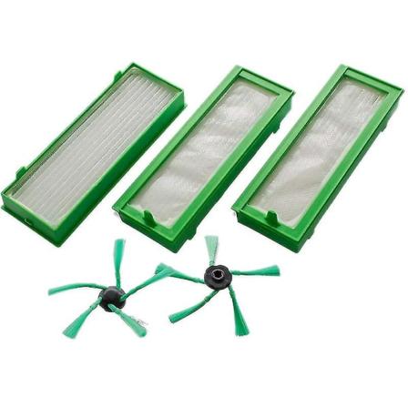 Set för Vorwerk Kobold Vr200 & Vr300 vakuumrobotar - 3x Hepa-filter & 2x sidoborstar null none