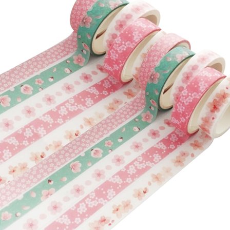 Kukkateippisetti, 10 rullaa 10 mm leveää kukkapaperiteippiä askarteluun, suunnittelijoille, DIY-askarteluun, lahjapaperiin