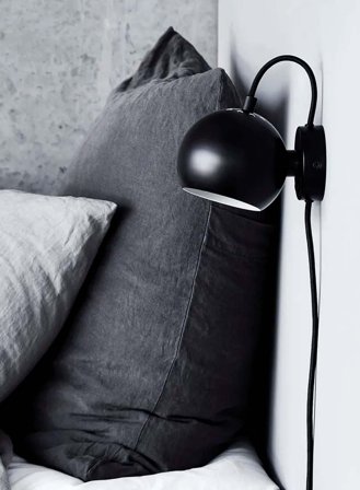 Ball vegglampe - matt sort