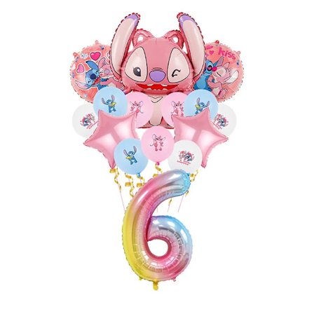 Disney Lilo Stitch Födelsedagsfest Dekoration Barn Stitch Tema Bordsartiklar Set Ängel Ballonger Grattis Banner Tillbehör För Tjej Favor
