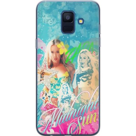 Yhteensopiva Puhelinkuori Samsung Galaxy A6 (2018) Seikkailumaailma Steve, Creeper ja eläimillä värikkäässä palikkagrafiikassa