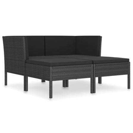 Vidaxl Loungeset För Trädgården Med Dynor 4 Delar Konstrotting S Svart