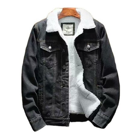 Herre Denim Jakke med Sherpa Fôr - Tykk og Varmt