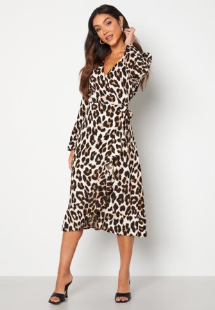 BUBBLEROOM Milia wrap dress Leopard Klær