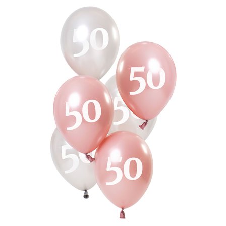 50-års Ballonger Rosa & Sølv