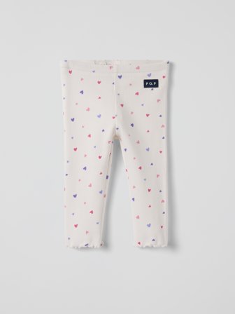Ribbede leggings hjerter - 62 - barneklær - white - Polarn O. Pyret