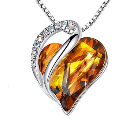 Mörk gul mode ocean hjärta 12 födelsedag stenar halsband födelsedag