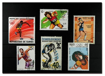 Kuglestød - 6 forskellige frimærker