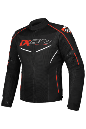 Chaqueta de Moto Ixon Flicker Negro/Blanco/Rojo L