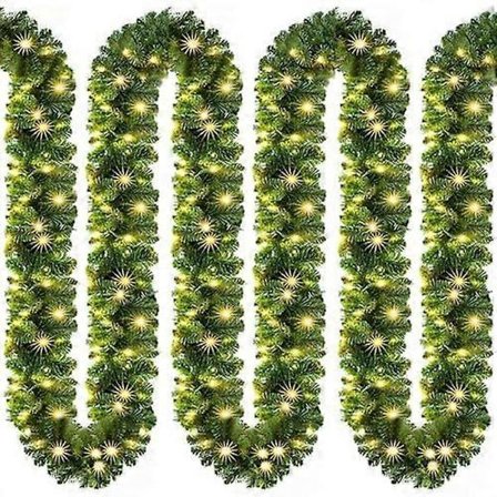 Julgirlang med belysning 5m 100 LED-lampor belyst inomhus utomhus grön juldekoration juldekoration girlang grangirlang varmvit_