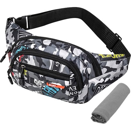 1 kpl Vyötärölaukku Camouflage Vedenpitävä Laukku Nuorten Kangas Vetoketju Nylon Pyöräily Loma Retkeily Säilytys Säädettävä Olkahihna